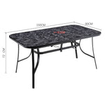 Rectangular Garden Tempered Glass Black Marble Coffee Table - 150w X 90d X 72h Cm