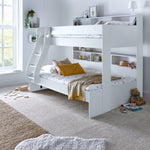 Oliver Triple Sleeper Storage Bunk Bed With Drawer With Memory Foam Mattresses | Small Double | White