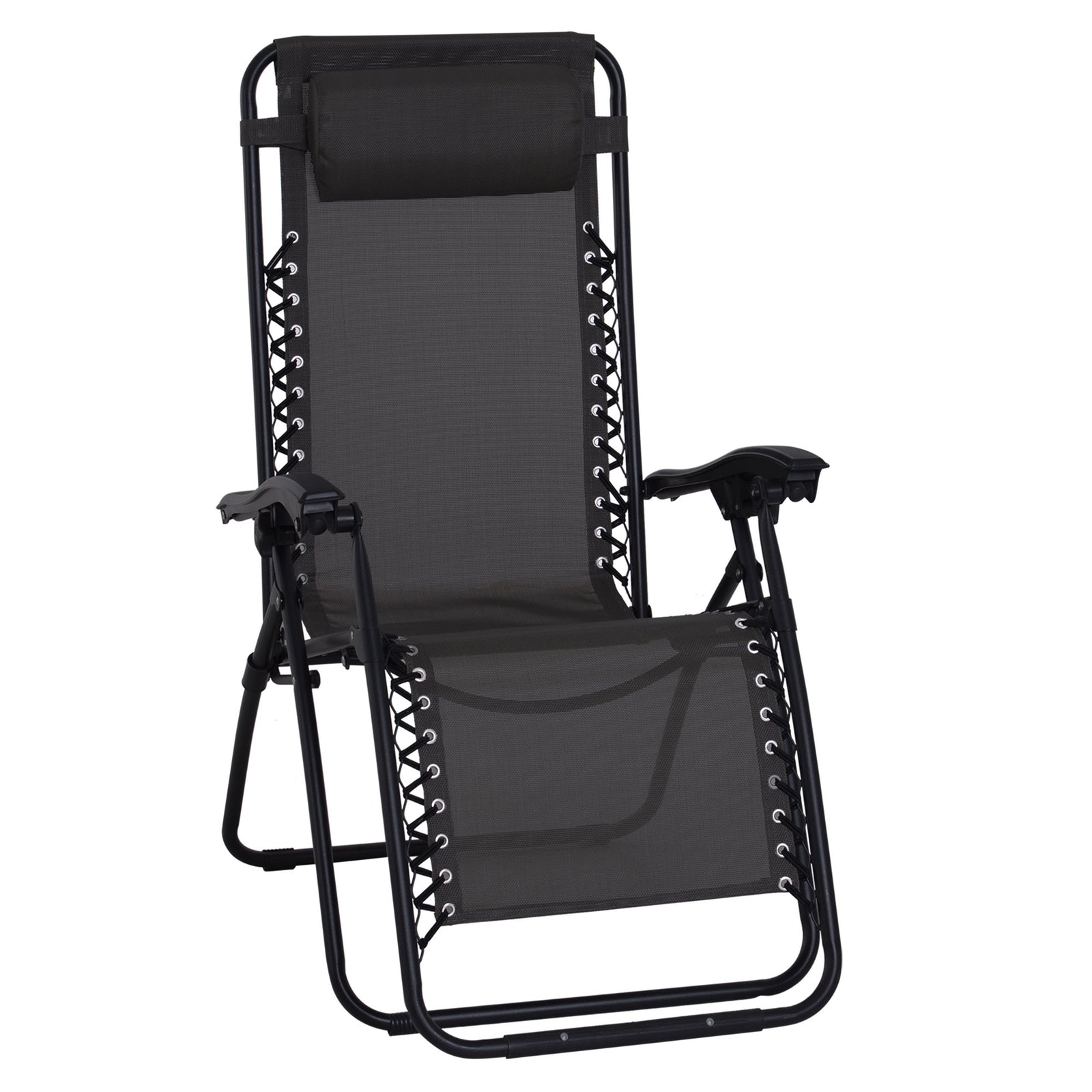 Metal Frame Zero Gravity Lounger W/ Head Pillow For Patio | Black