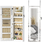 HOMCOM Led Mirror Jewellery Cabinet, Full Length Mirror With Storage, White