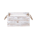 Distressed White Rope Handled Wooden Crate | Small | White