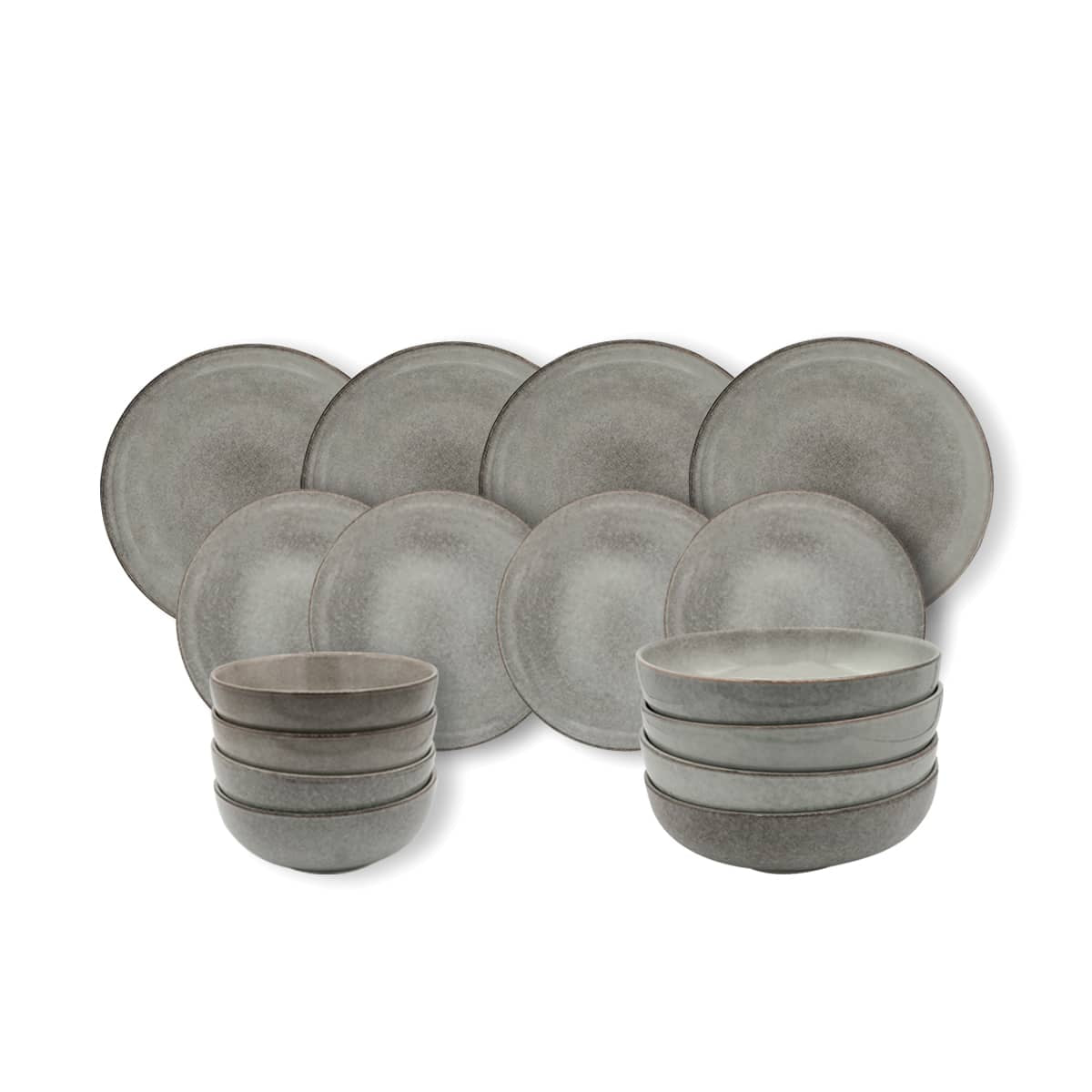Nordic Stoneware Dinner Set | 16 Piece | Grey