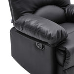 Manual Faux Leather Recliner Armchair Upholstered Lounge Chair With Adjustable Backrest & Footrest For Living Room, Bedroom, Home Theater & Office | Black