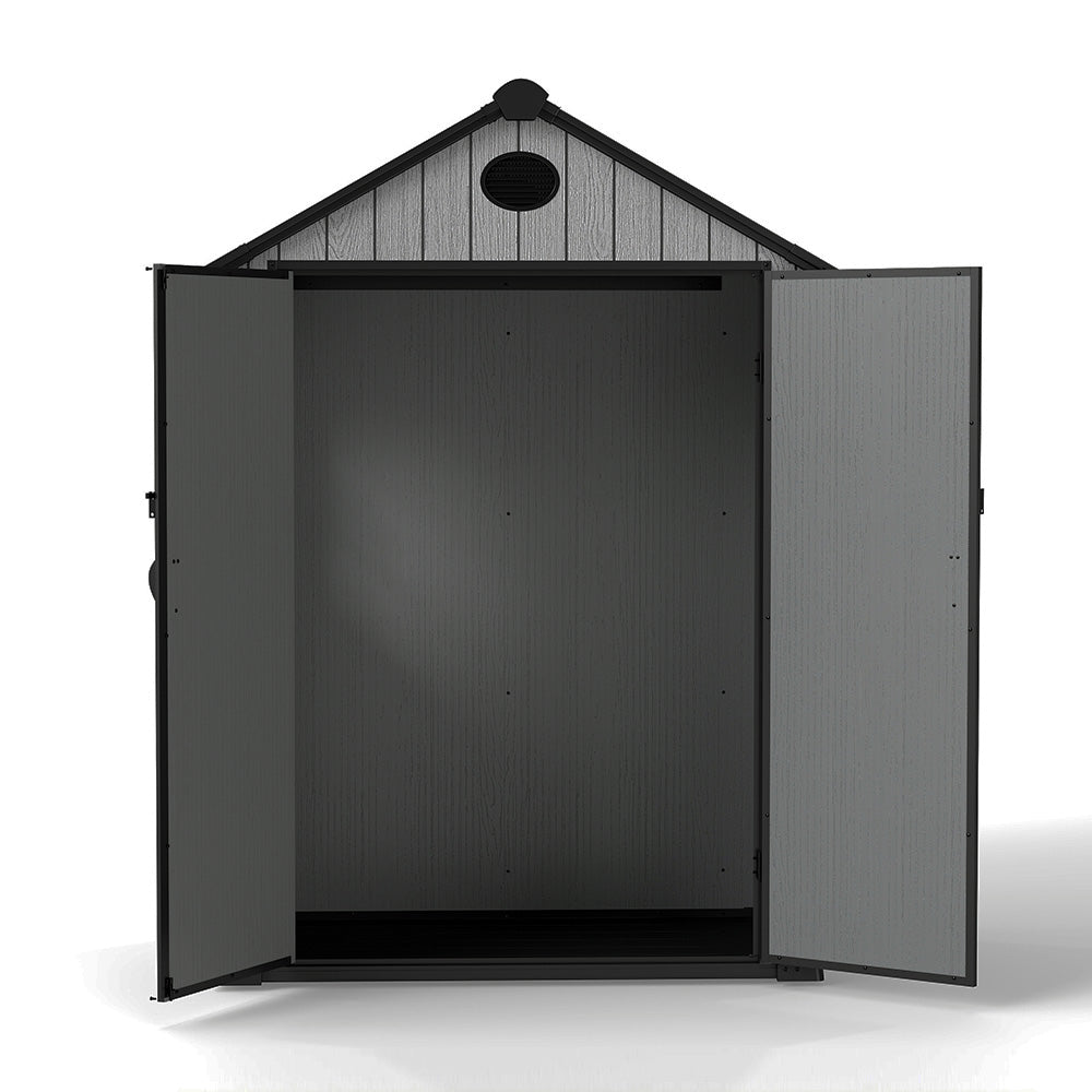 6x4ft Garden Tool Shed With Apex Roof & Combination Lock – Grey Wood Grain Storage Shed With Window & Vents