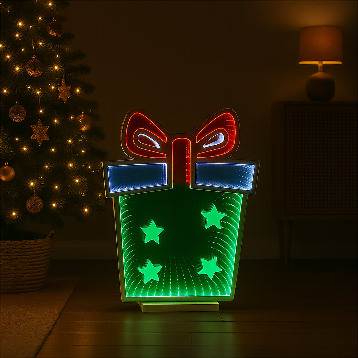 Xmas Haus 42x56cm 136 Led Giftbox Infinity Light 3m Cable