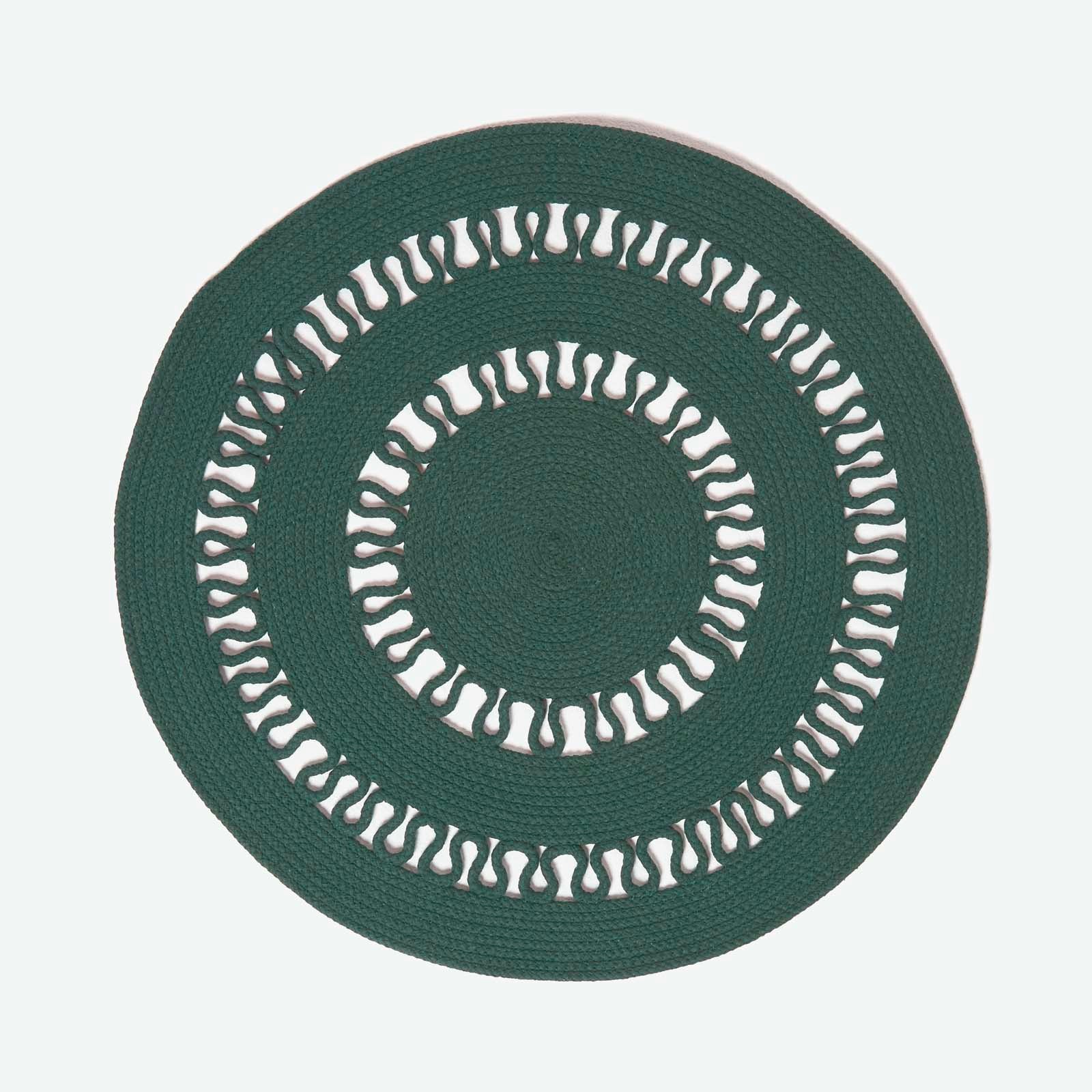 Crochet Braided Round Rug | 70cm x 70cm | Green