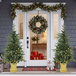 HOMCOM Set Of 2 Prelit Christmas Trees With Dual-colour Lights, Remote, 4ft