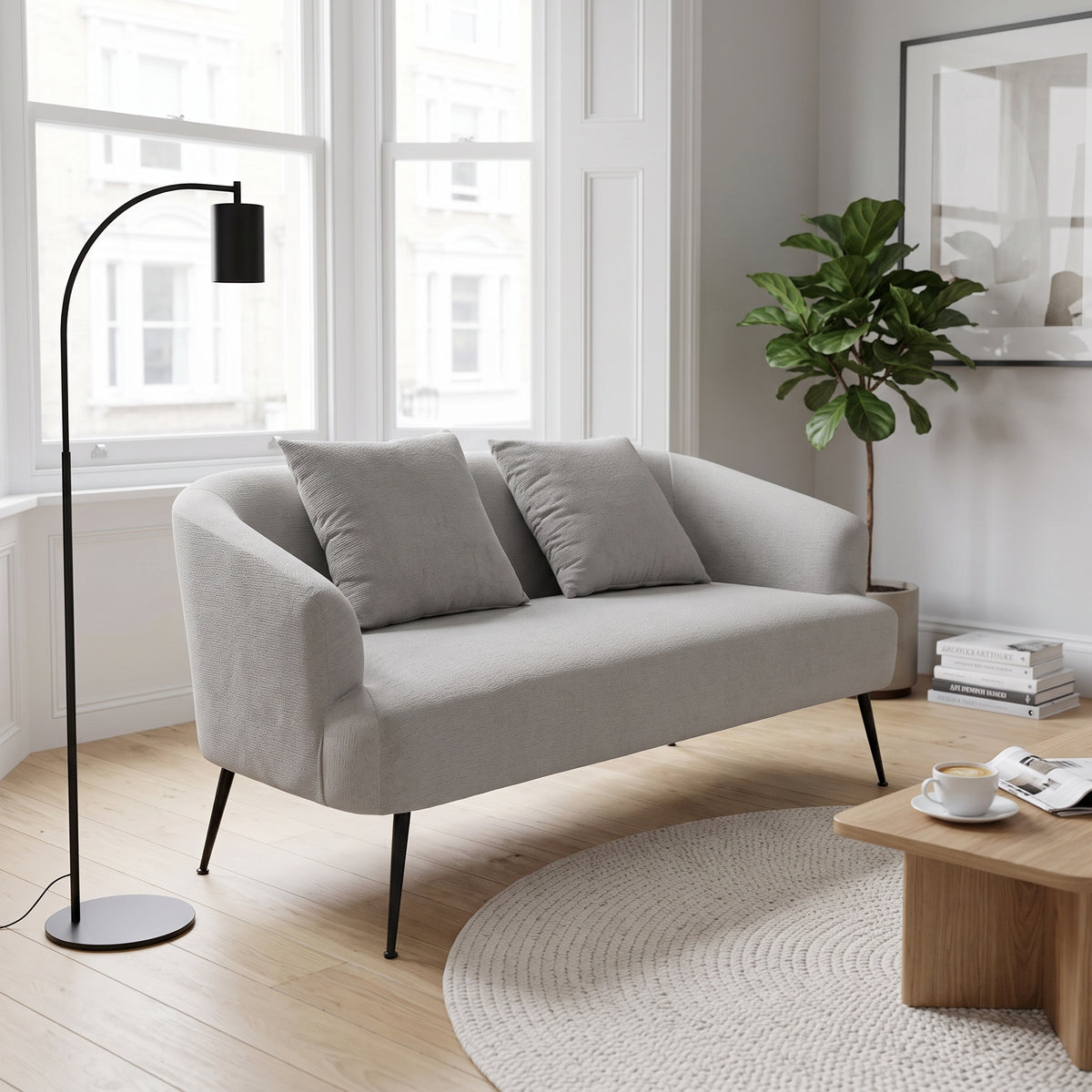Breeins Modern Chenille 2-seater Sofa With 2 Scatter Cushions