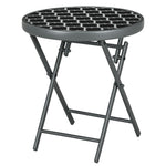 Round Folding Side Table With Imitation Marble Top | White
