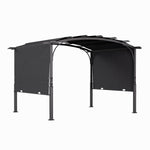 Dark Grey Curved Retractable Outdoor Awning Canopy 360 cm W x283cm D x227cm H, Heavy-Duty Steel Frame