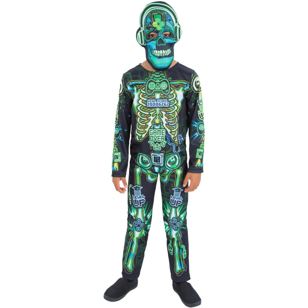 Skeleton Gamer Glow In The Dark Costume | Age 7-9