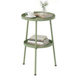 Patio Side Table, 2-tier Round Coffee End Table | Green