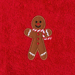 Gingerbread Man Embroidered 100% Cotton Christmas Hand Towel | Hand Towel | Red