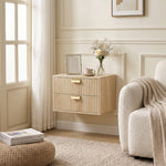 2pcs Modern Floating Nightstands,  2 Drawers Bedside Tables | Oak
