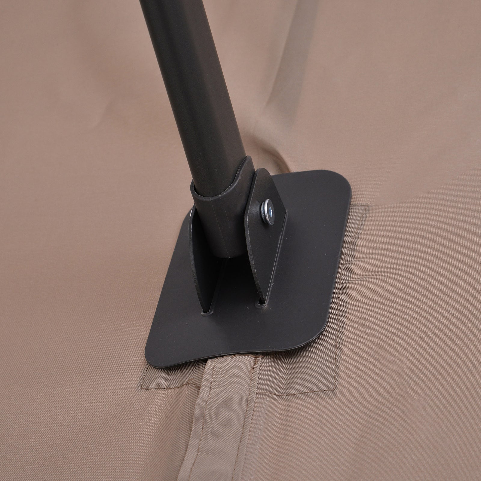 Double Canopy Offset Parasol W/ Steel Pole | Brown