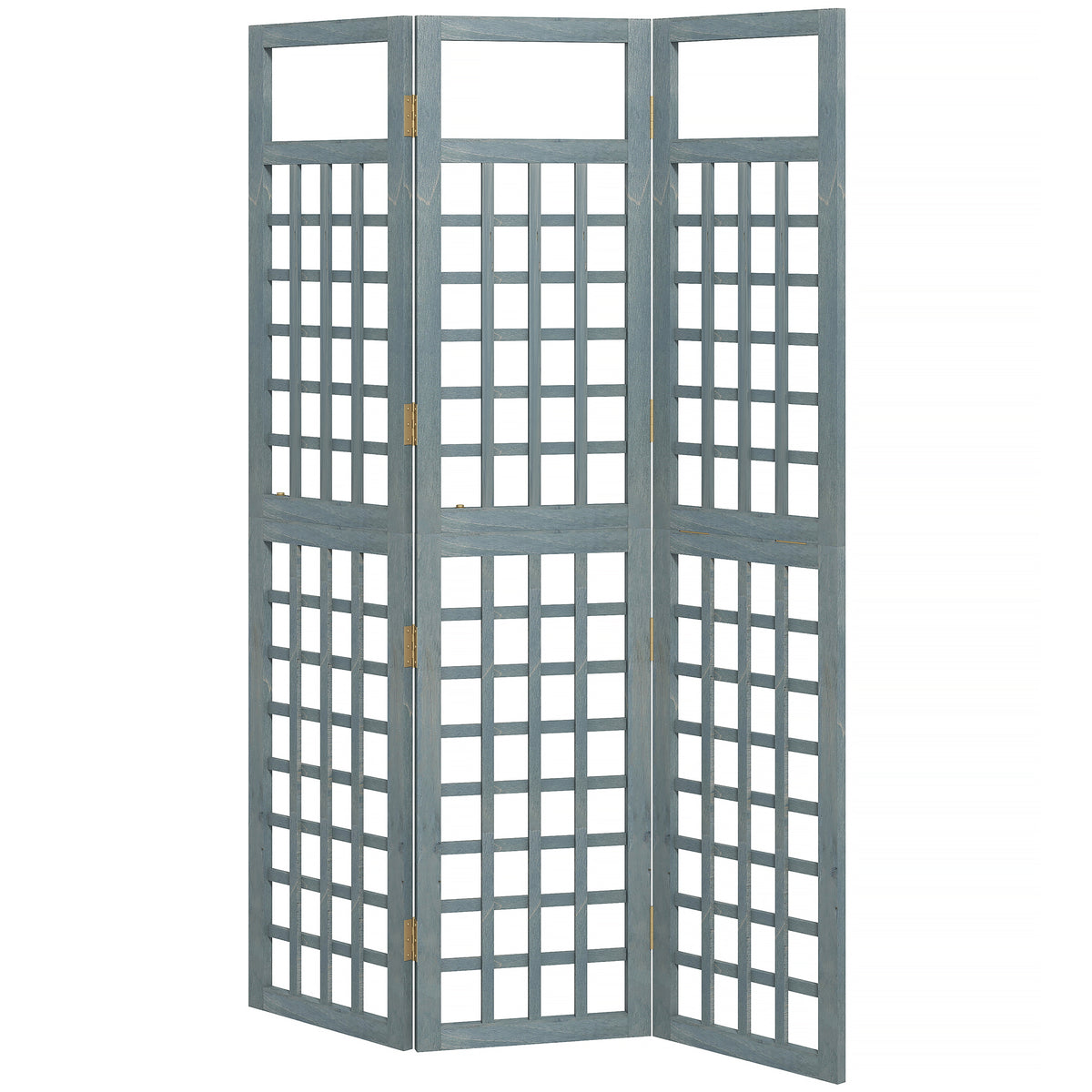 Outsunny 3-panel Garden Privacy Screen, Foldable Wooden Divider, Grey