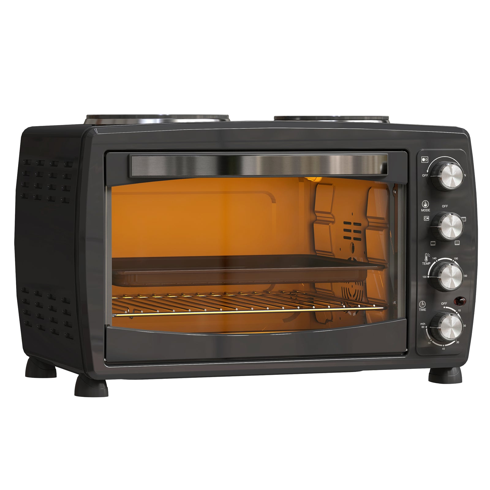 HOMCOM 36l Countertop Toaster Oven With 2 Hot Plates, Grill, Roast
