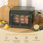 Food Dehydrator With 6 Stainless Steel Tray, For Fruit, Meat | One Size | Black