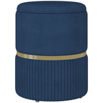 Round Pouffe, Hidden Space, Cushioned Top | Dark Blue
