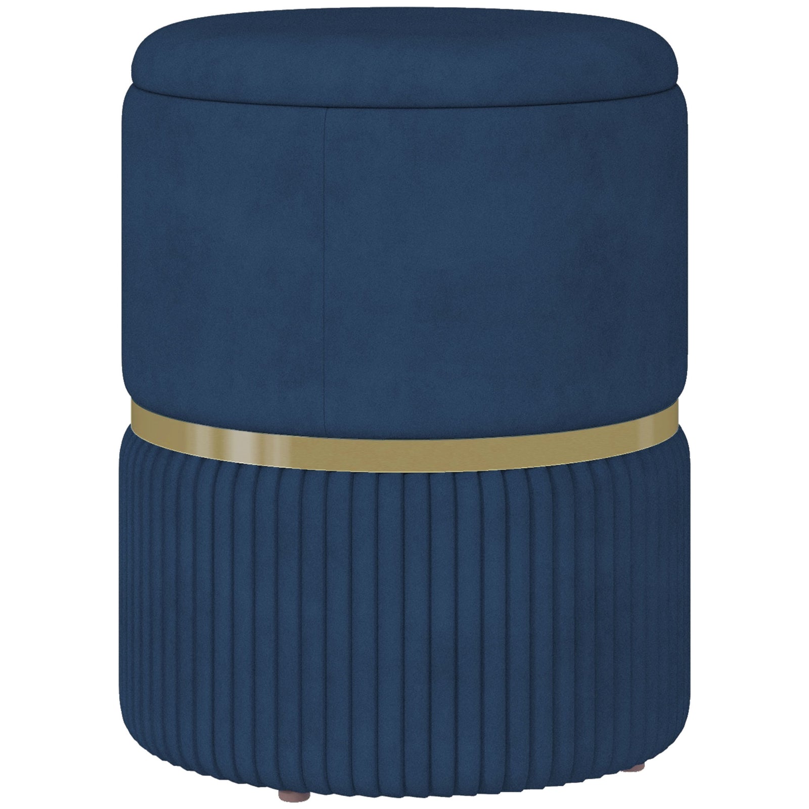 Round Pouffe, Hidden Space, Cushioned Top | Dark Blue
