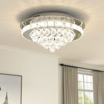 Crystal Round Led Semi Flush Mount Ceiling Light | Cool White