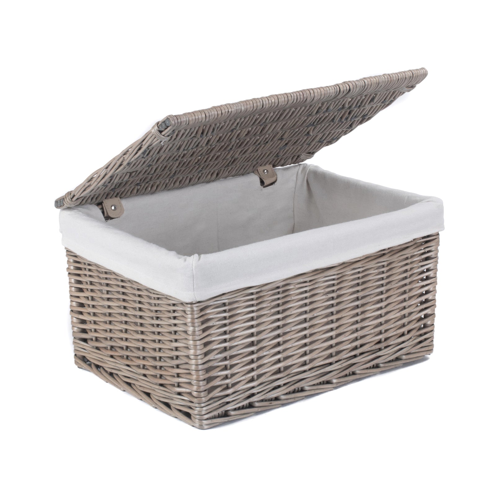 Wicker Antique Wash Cotton Lined Storage Basket | Medium | Brown