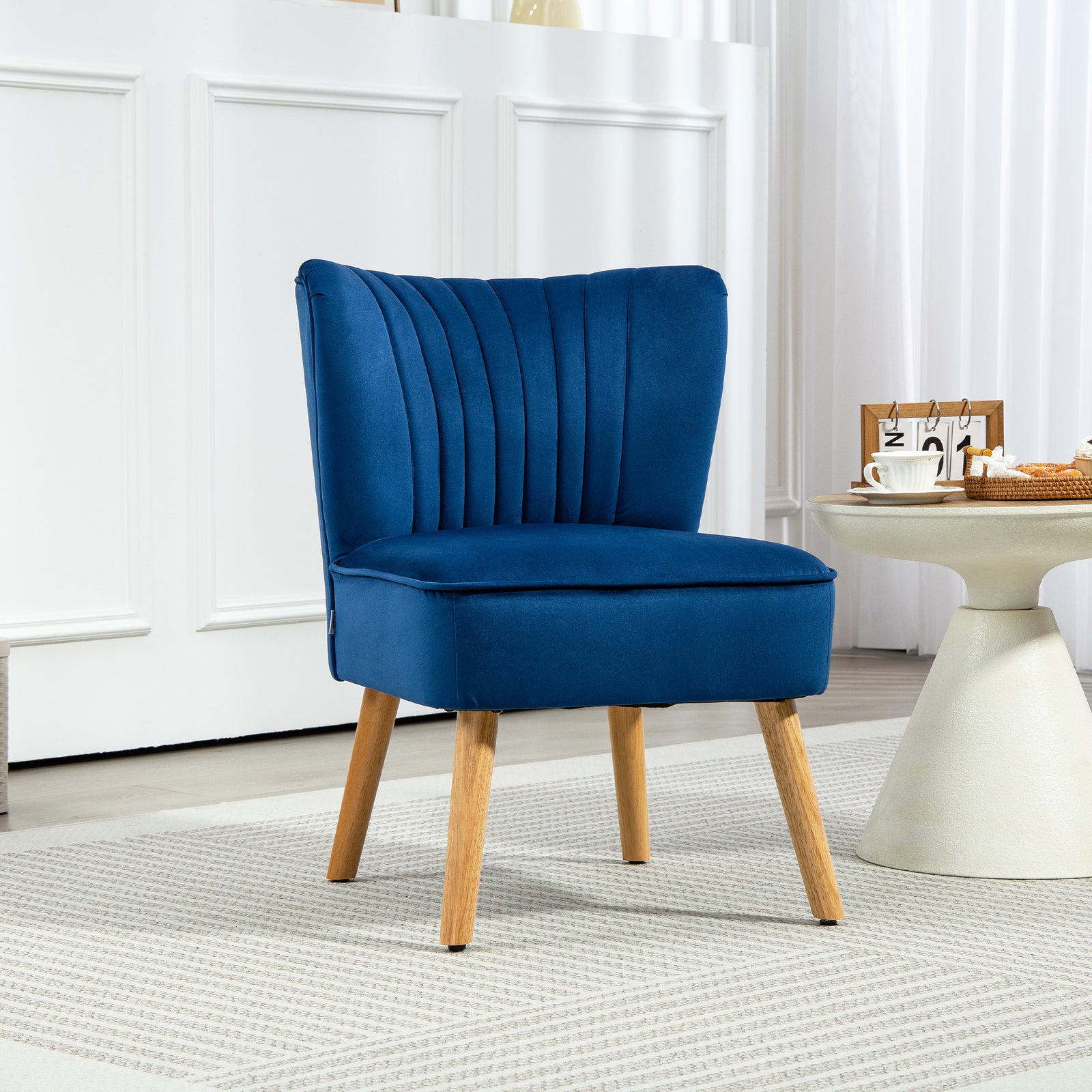 Velvet Accent Chair Occasional Tub Chair Living Room | One Size | Blue