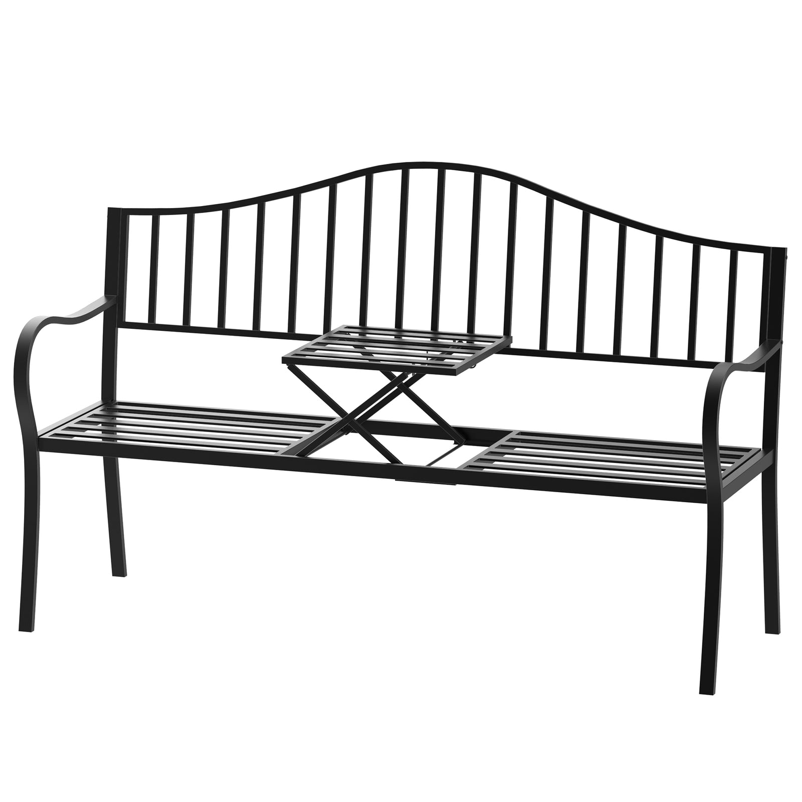 Outdoor Metal Frame 2 Seater Bench