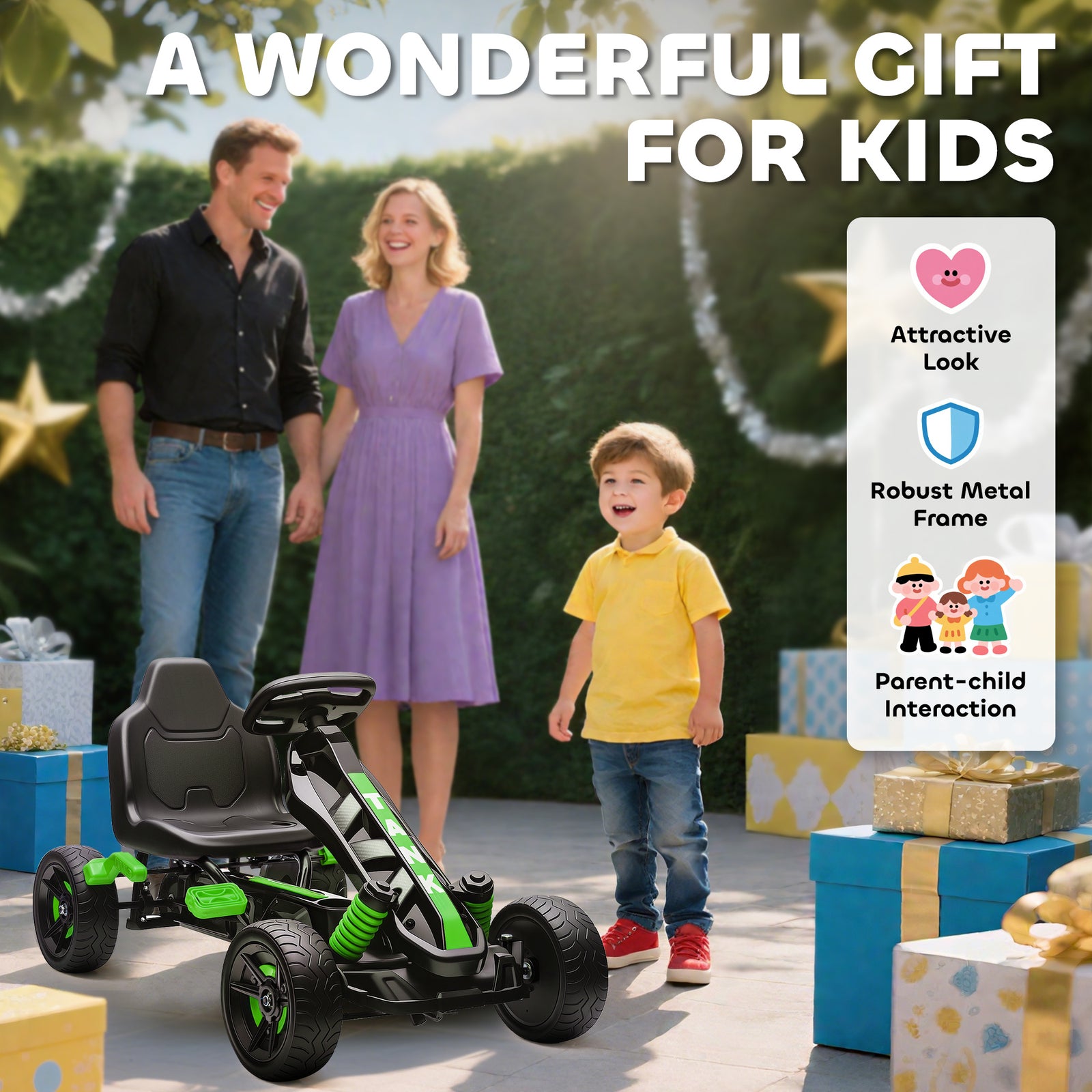 Pedal Go Kart With Automatic Clutch, For Ages 3-6 Years | Green