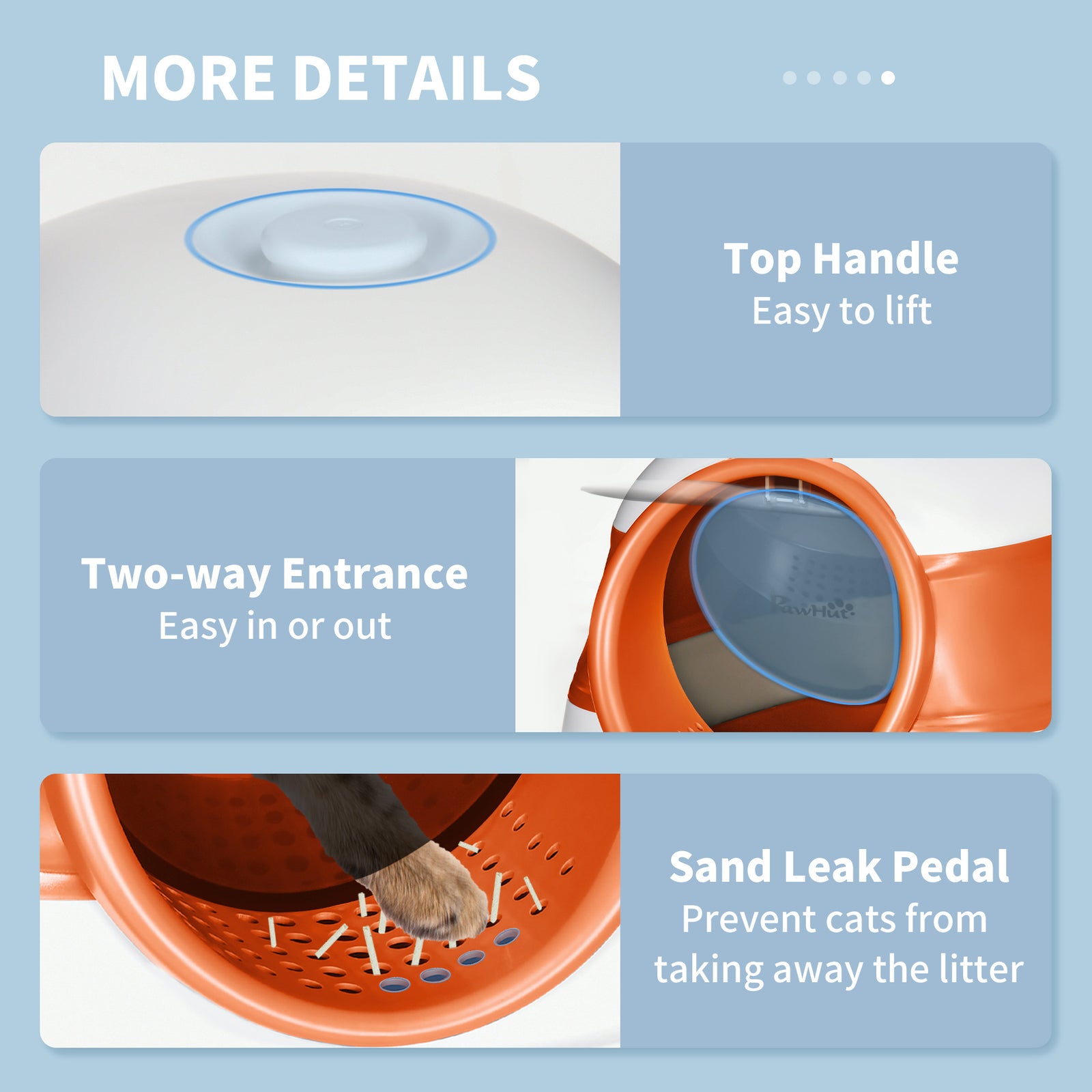 Foldable Cat Litter Tray W/ Lid, Deodorant, Scoop | Orange