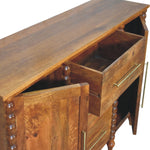 Solid Mango Wood Spindle Sideboard In Light Brown Finish