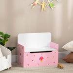 2 In 1 Wooden Kids Storage Bench, Toy Box W/ Safety Rod | Pink