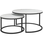 Stacking Coffee Tables Set, Marble Effect | White