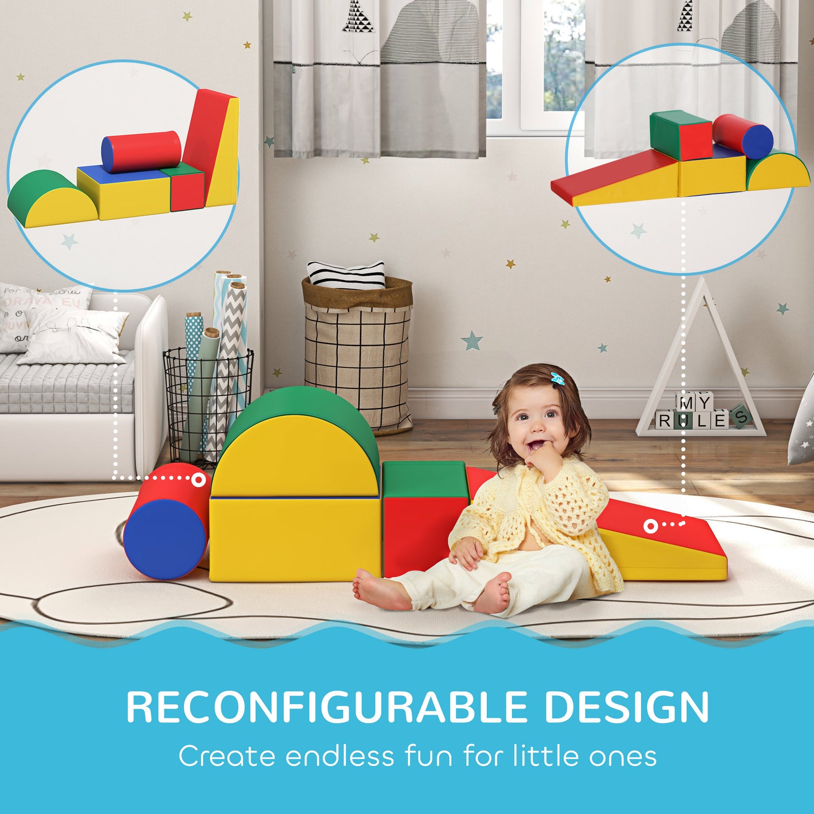 5 Piece Soft Safe Foam Playset Climb And Crawl Activity Toy For Toddler | Red