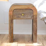 Solid Wood Mini Darcy Oak-ish Nightstand With Curved Edges