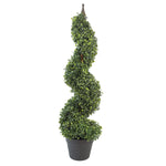 90cm Tall Artificial Boxwood Tower Tree Topiary Spiral Metal Top
