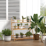 3-tier Folding Bamboo Plant Stand Display Shelf Rack Outdoor