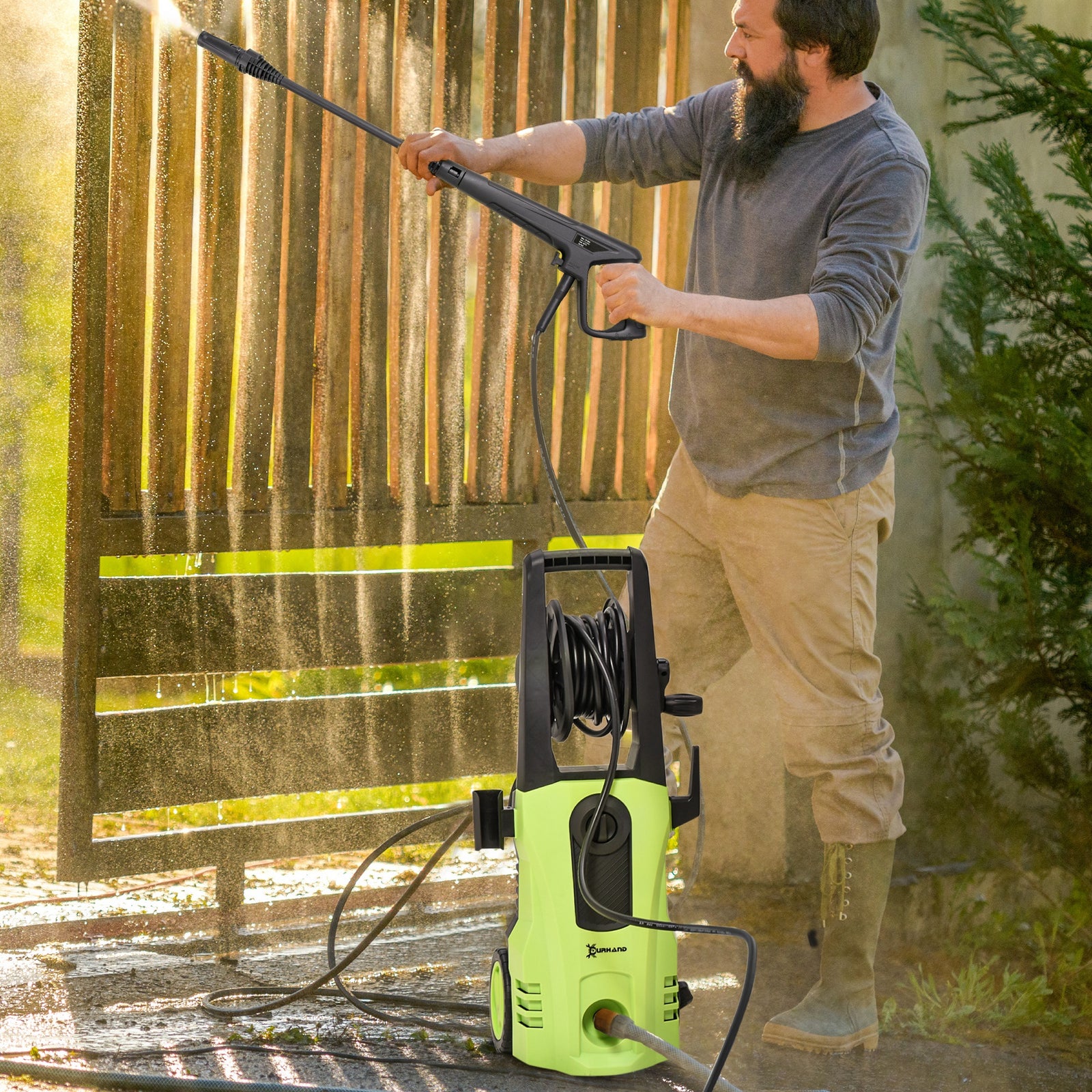 1800w High Pressure Washer, 150 Bar, 510 L/h, 6m Hose | Green