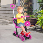 5-in-1 Kids Baby Toddler Kick Scooter Removable Seat Height Adjustable | Pink