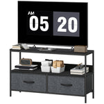 Tv Cabinet, Tv Console Unit With 2 Foldable Linen Drawers | Black