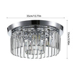 Modern Double Circle Crystal Chandelier Chrome Ceiling Light Droplet Crystal Shade Flush Mount Led Fixture | 35cm x 35cm
