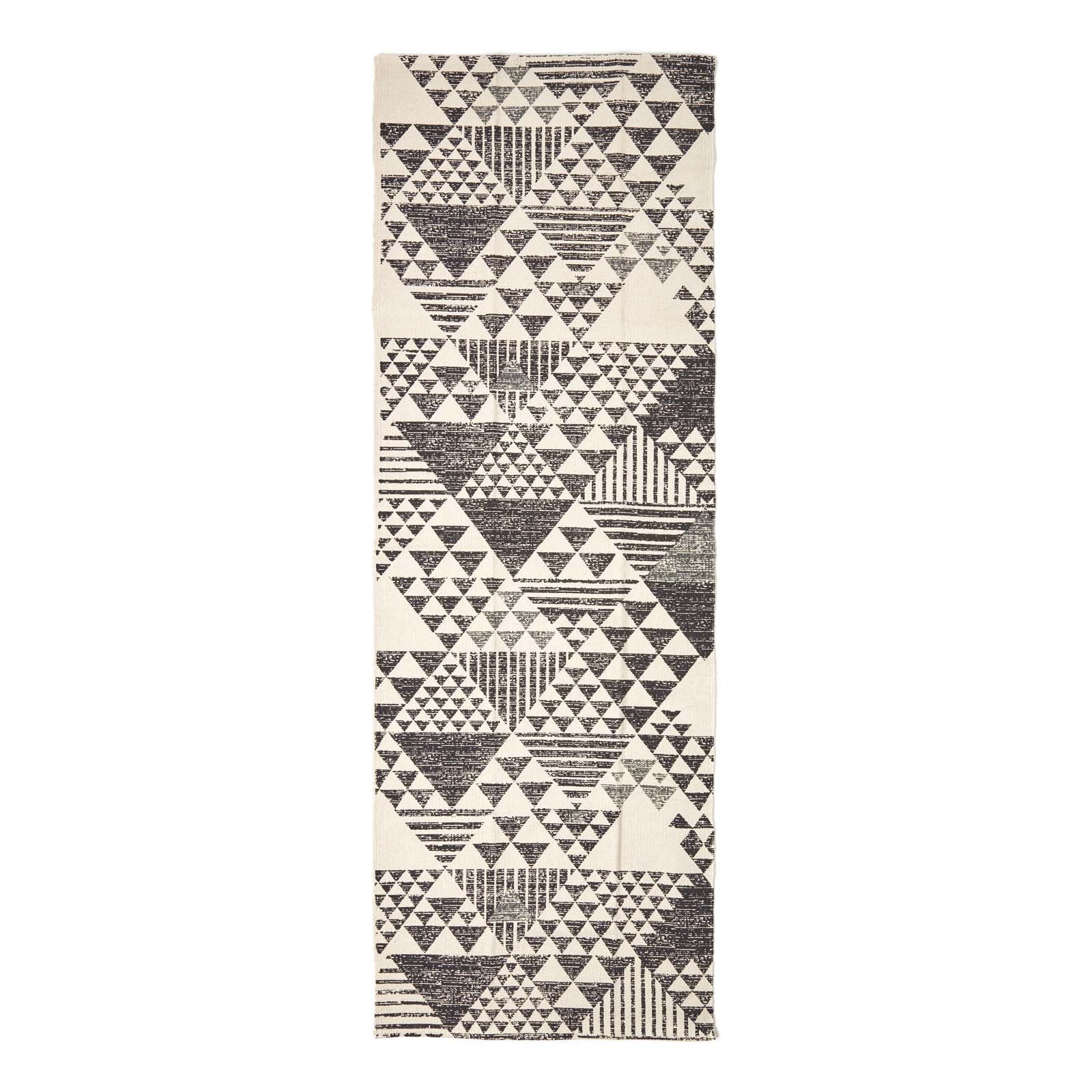 Delphi Geometric Style 100% Cotton Printed Rug | 200cm | Black & White