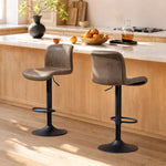 Barstools Set Of 2, Dining Stools With Backrest And Footrest | Brown