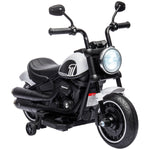 6v Electric Motorbike With Training Wheels, One-button Start | White