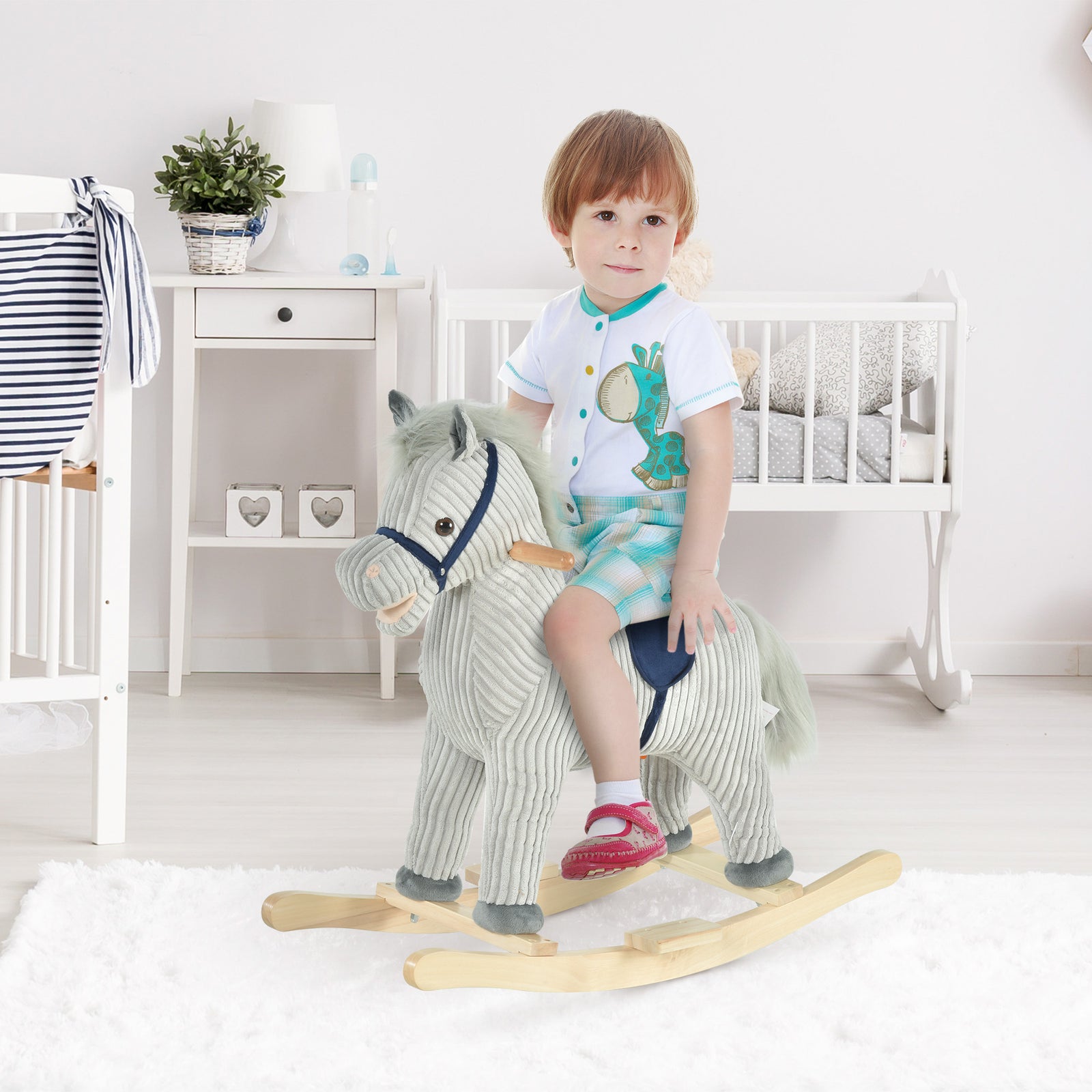 Children's Rocking Horse Ride-on Sound Wood Base Handlebars 36-72 Months