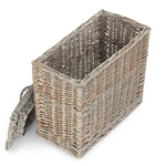Grey Wash Rectangular Toilet Tidy Lidded Basket | One Size | Gray