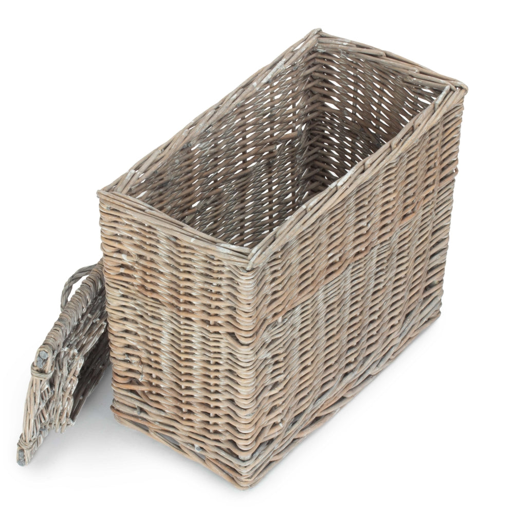 Grey Wash Rectangular Toilet Tidy Lidded Basket | One Size | Gray