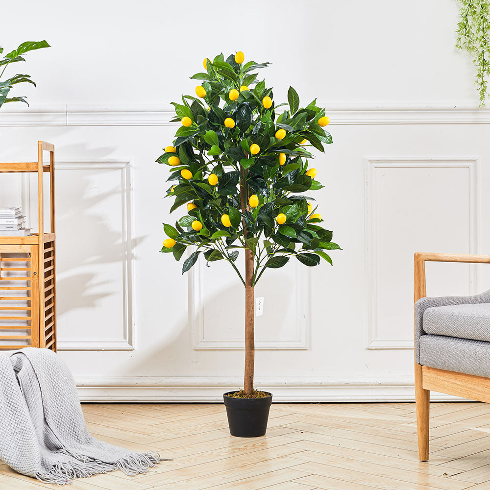 120cm Artificial Lemon Tree With Pot Faux Citrus Plant