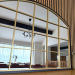 Tomi - Metal Arched Lattice Window Mirror | 95cm x 120cm | Black & Gold