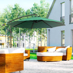 3m Garden Parasol W/ Crank & Base | Green